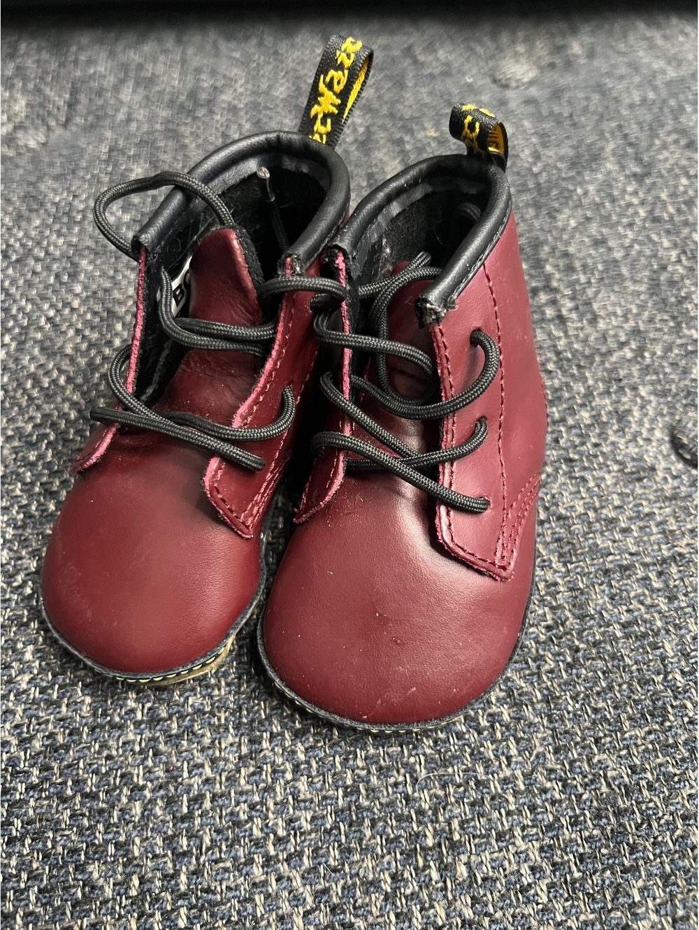 Dr Martens baby burgundy lace up boots crib shoes